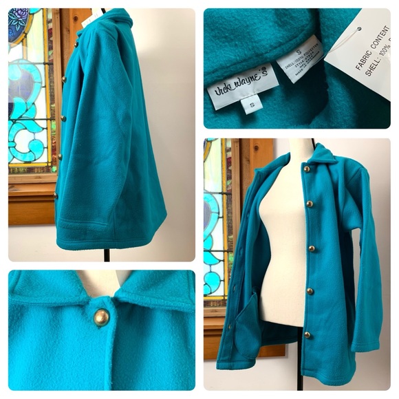 Vintage NWT Vicki Wayne’s Blue Fleece Pea Coat- Oversized Small - Picture 5 of 8